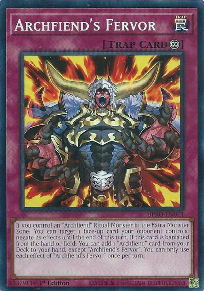 Archfiend's Fervor [BPRO-EN074] Common | Exor Games Truro