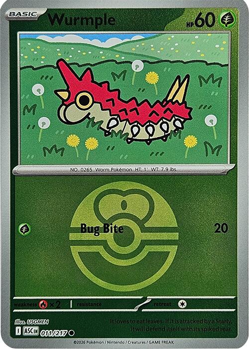 Wurmple (011/217) (Love Ball) [Mega Evolution: Ascended Heroes] | Exor Games Truro