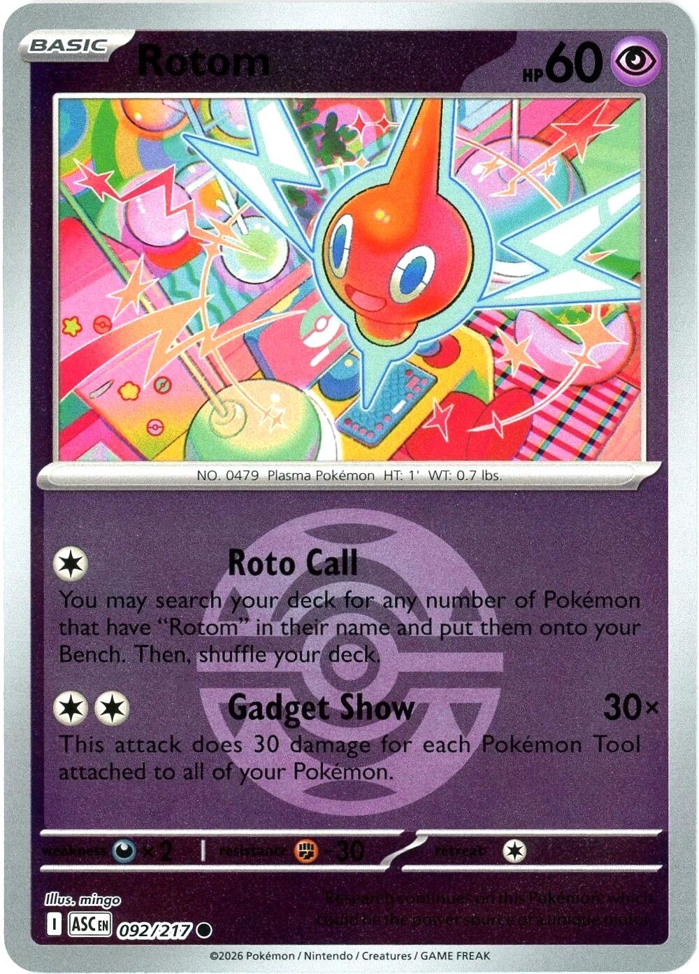 Rotom (092/217) (Dusk Ball) [Mega Evolution: Ascended Heroes] | Exor Games Truro
