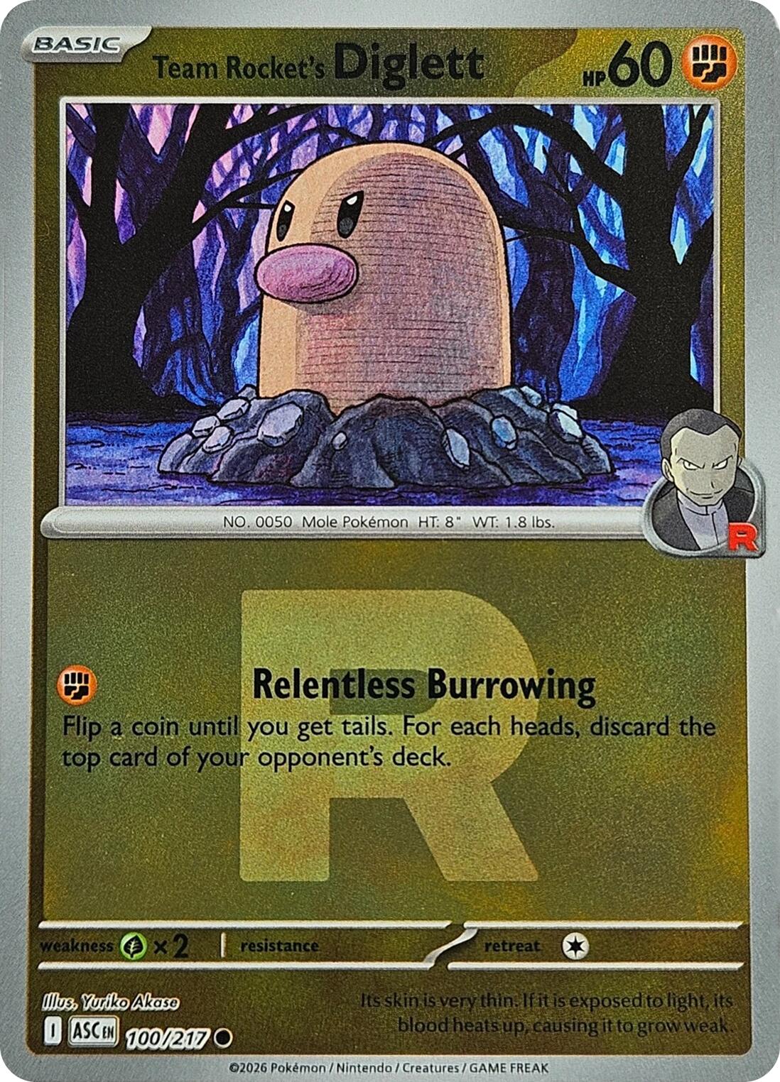 Team Rocket's Diglett (100/217) (Team Rocket) [Mega Evolution: Ascended Heroes] | Exor Games Truro