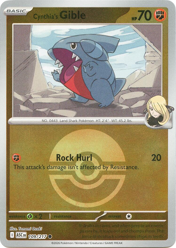Cynthia's Gible (109/217) (Poke Ball) [Mega Evolution: Ascended Heroes] | Exor Games Truro