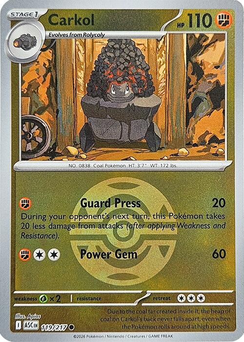 Carkol (119/217) (Dusk Ball) [Mega Evolution: Ascended Heroes] | Exor Games Truro