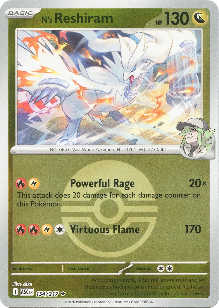 N's Reshiram (154/217) (Poke Ball) [Mega Evolution: Ascended Heroes] | Exor Games Truro