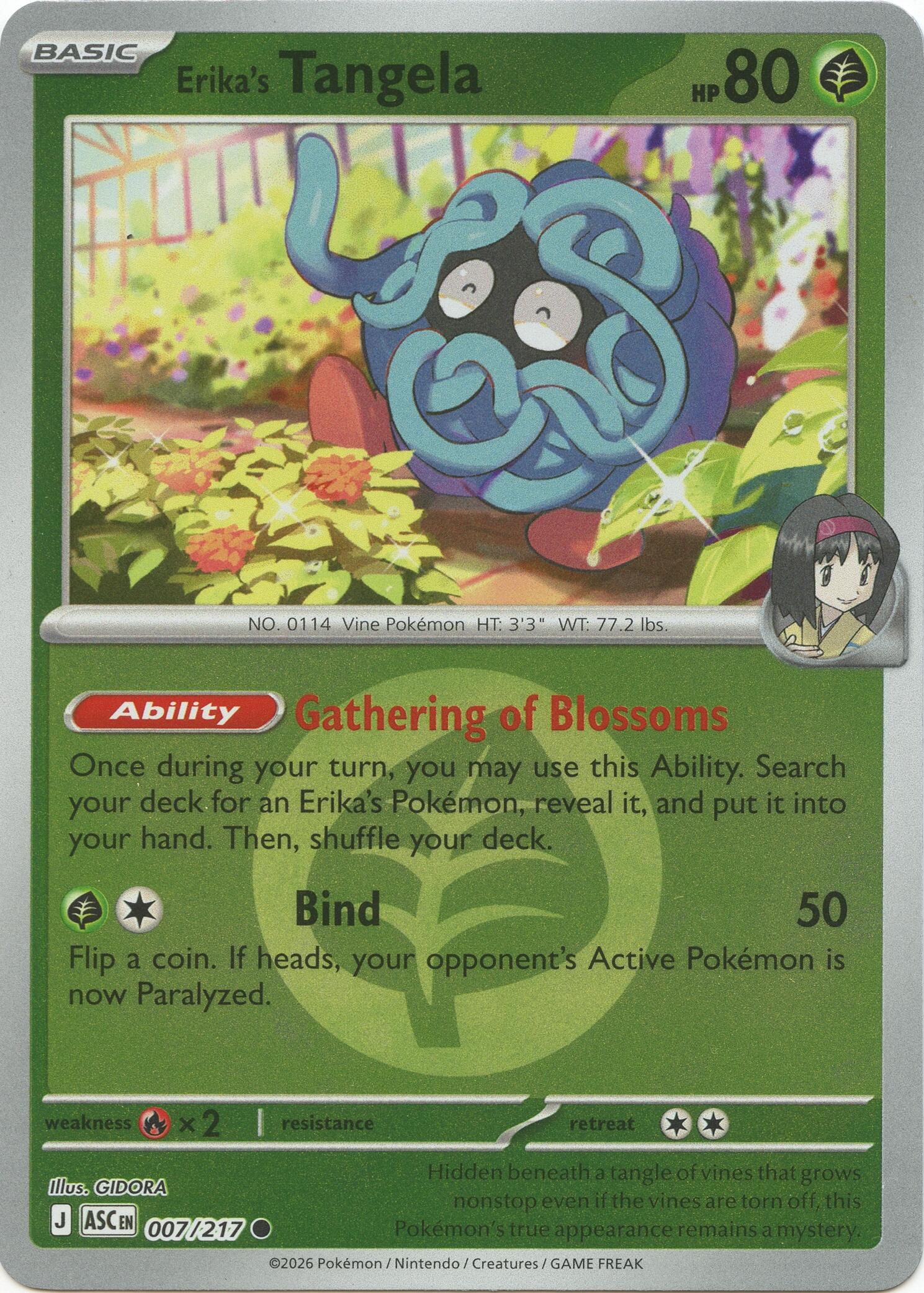 Erika's Tangela (007/217) (Energy Symbol Pattern) [Mega Evolution: Ascended Heroes] | Exor Games Truro