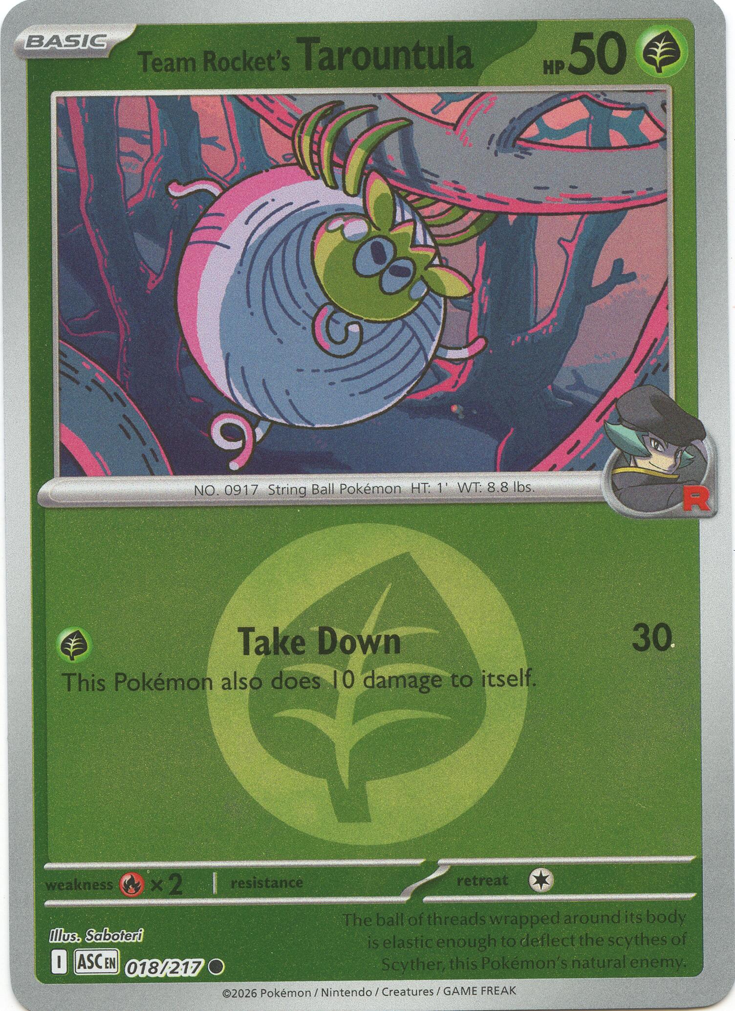 Team Rocket's Tarountula (018/217) (Energy Symbol Pattern) [Mega Evolution: Ascended Heroes] | Exor Games Truro