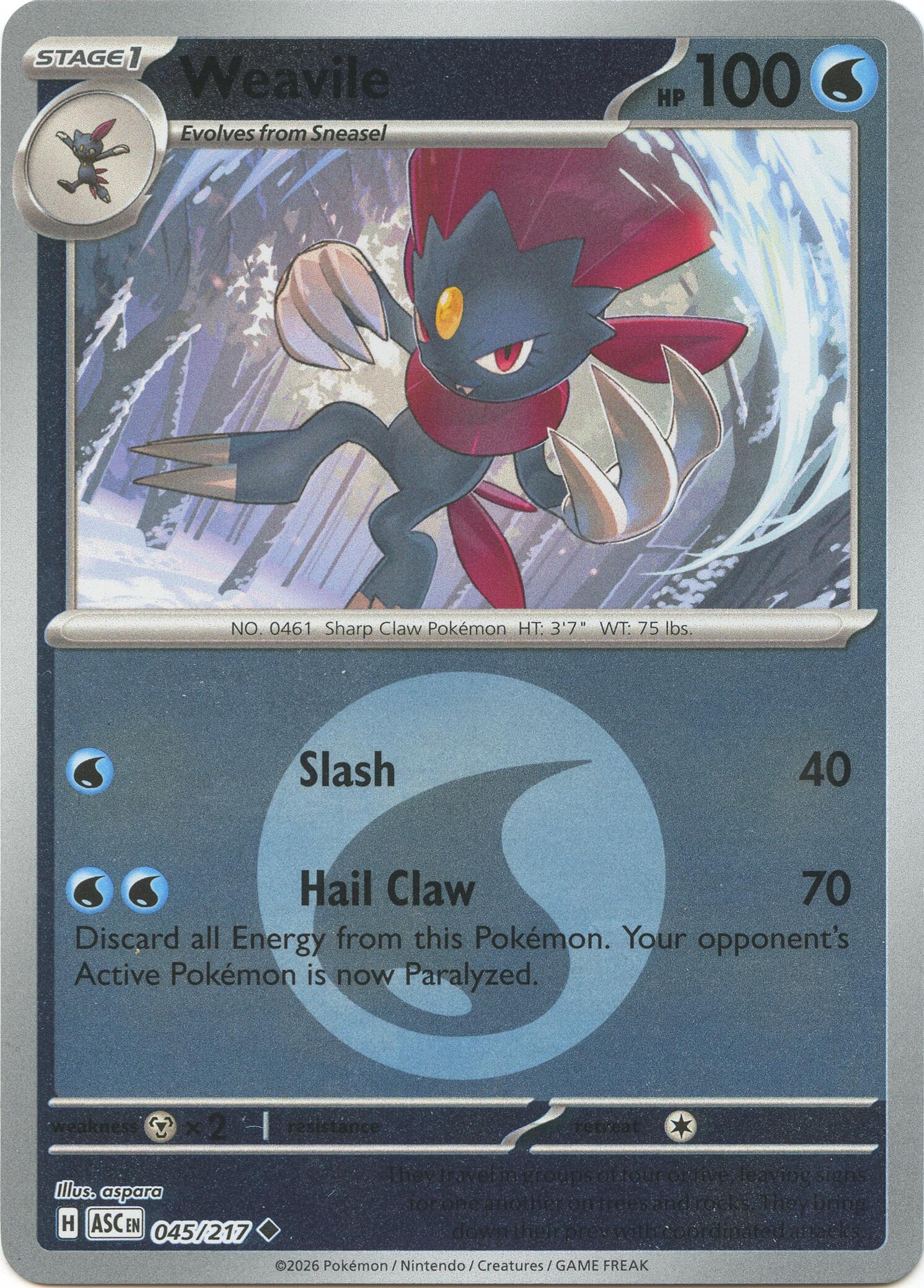 Weavile (045/217) (Energy Symbol Pattern) [Mega Evolution: Ascended Heroes] | Exor Games Truro