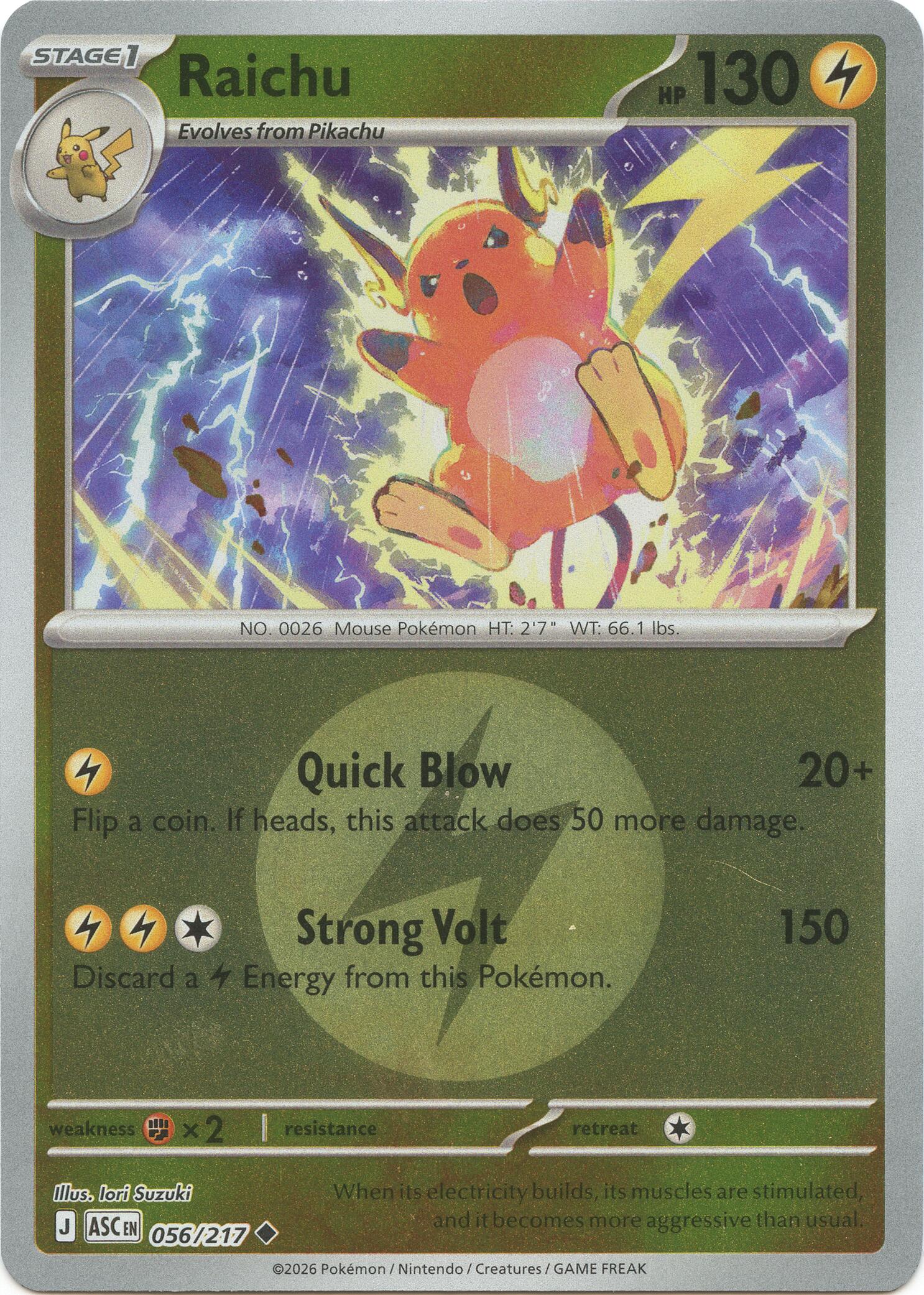 Raichu (056/217) (Energy Symbol Pattern) [Mega Evolution: Ascended Heroes] | Exor Games Truro