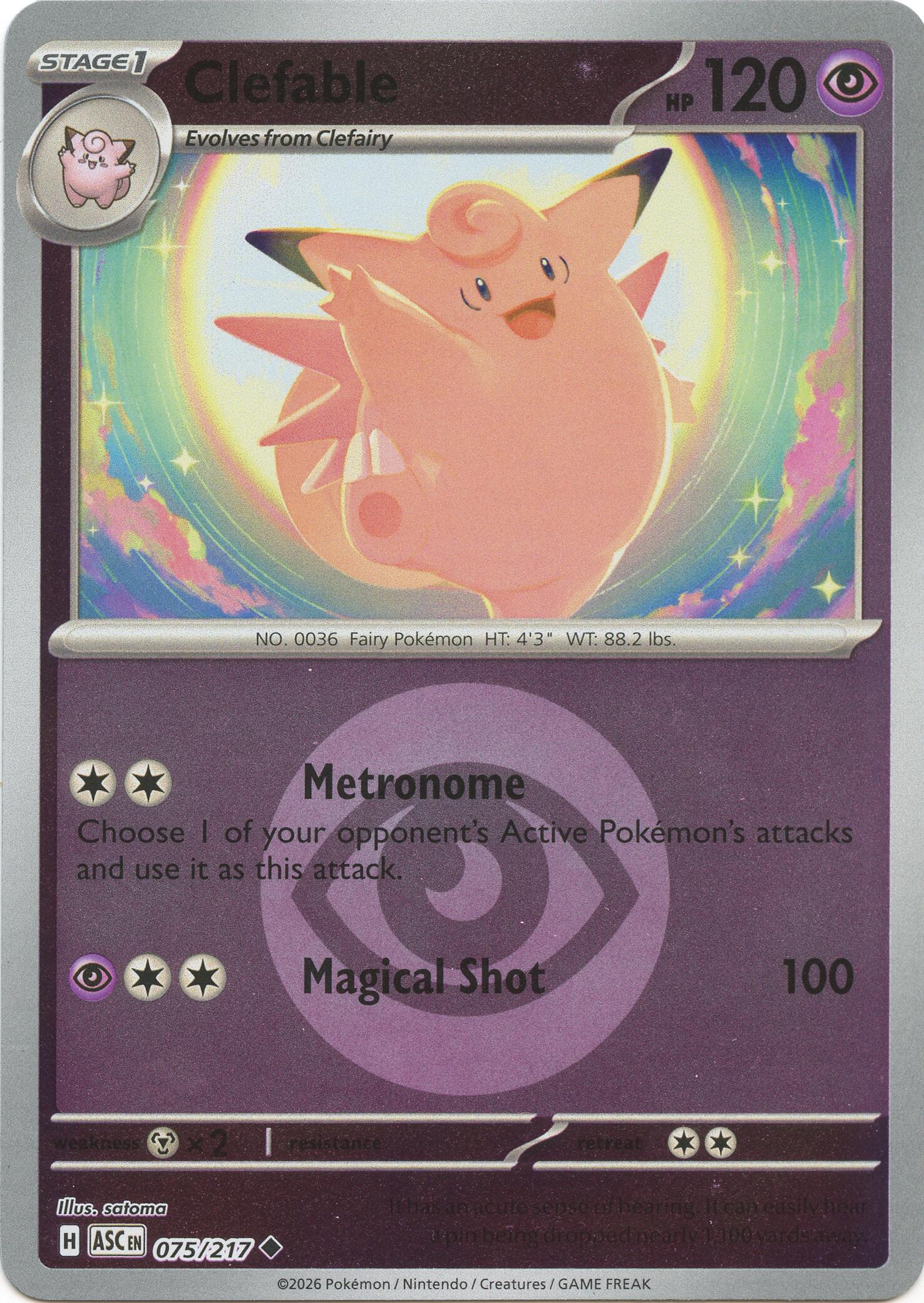 Clefable (075/217) (Energy Symbol Pattern) [Mega Evolution: Ascended Heroes] | Exor Games Truro