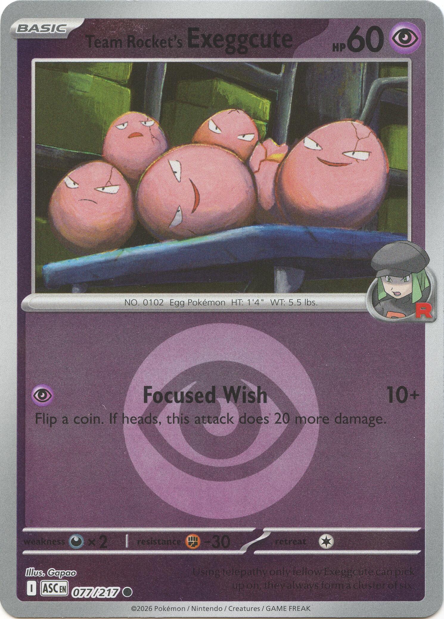 Team Rocket's Exeggcute (077/217) (Energy Symbol Pattern) [Mega Evolution: Ascended Heroes] | Exor Games Truro
