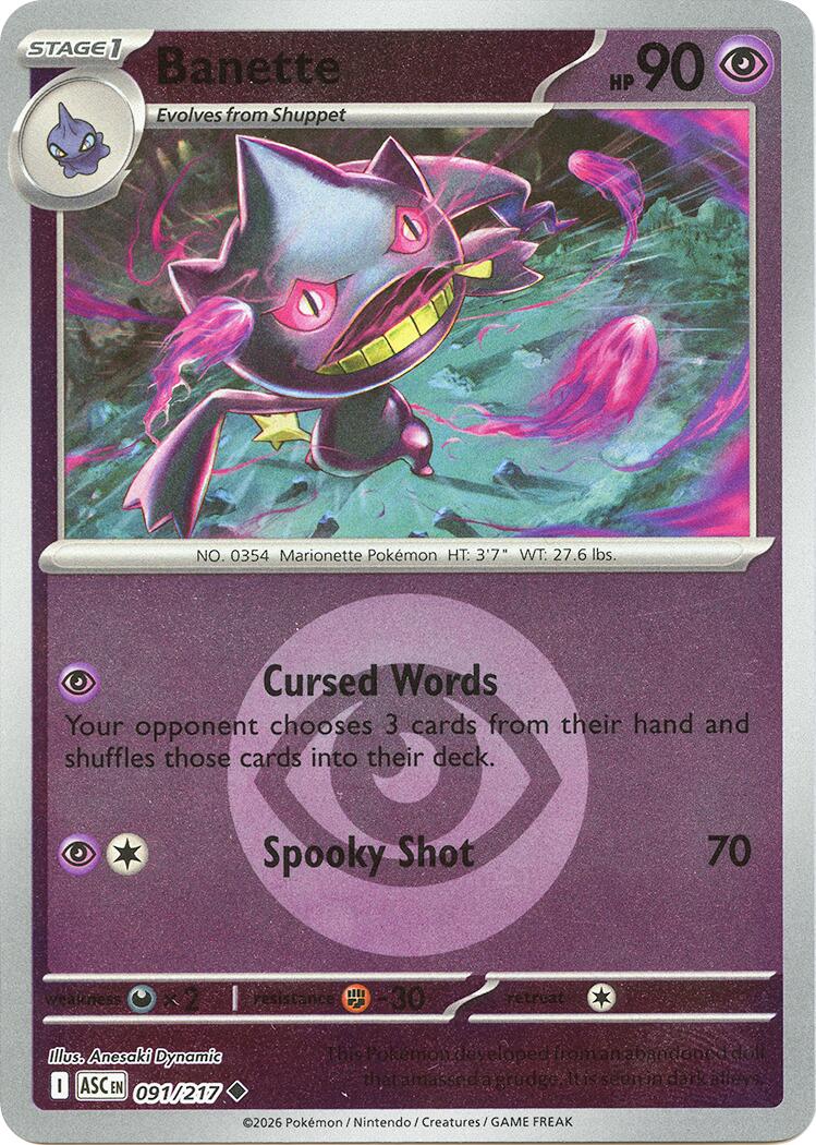 Banette (091/217) (Energy Symbol Pattern) [Mega Evolution: Ascended Heroes] | Exor Games Truro