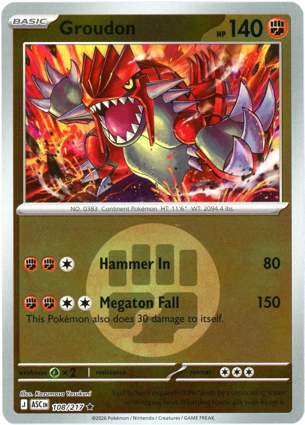 Groudon (108/217) (Energy Symbol Pattern) [Mega Evolution: Ascended Heroes] | Exor Games Truro