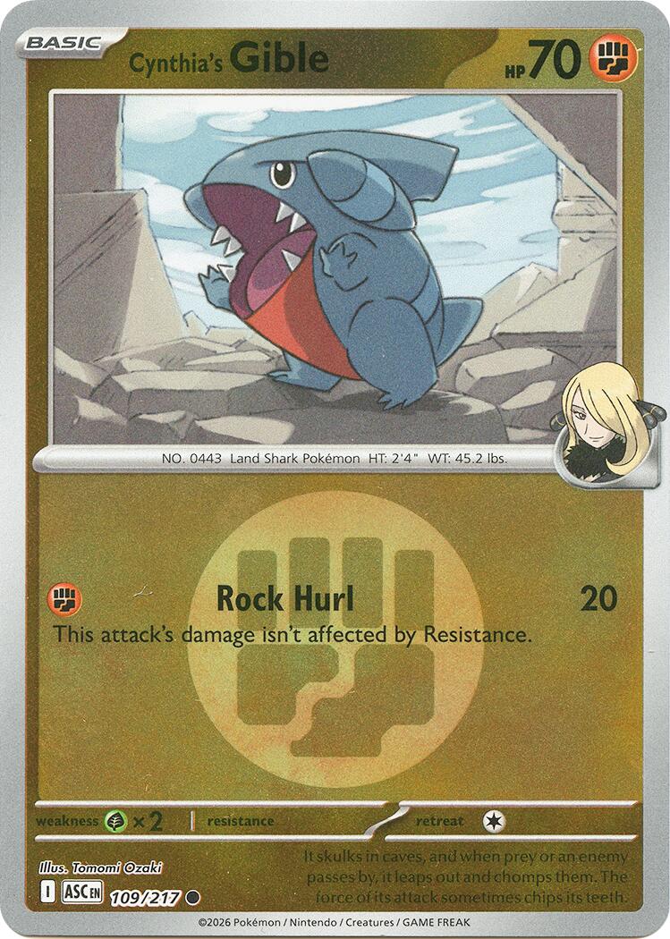 Cynthia's Gible (109/217) (Energy Symbol Pattern) [Mega Evolution: Ascended Heroes] | Exor Games Truro