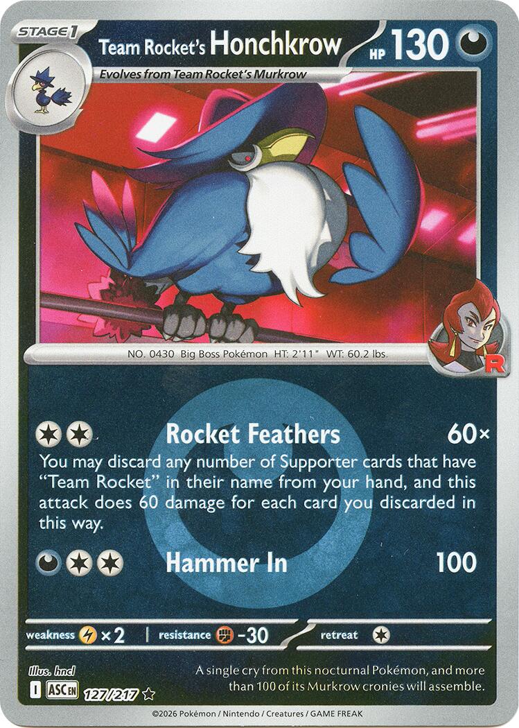 Team Rocket's Honchkrow (127/217) (Energy Symbol Pattern) [Mega Evolution: Ascended Heroes] | Exor Games Truro