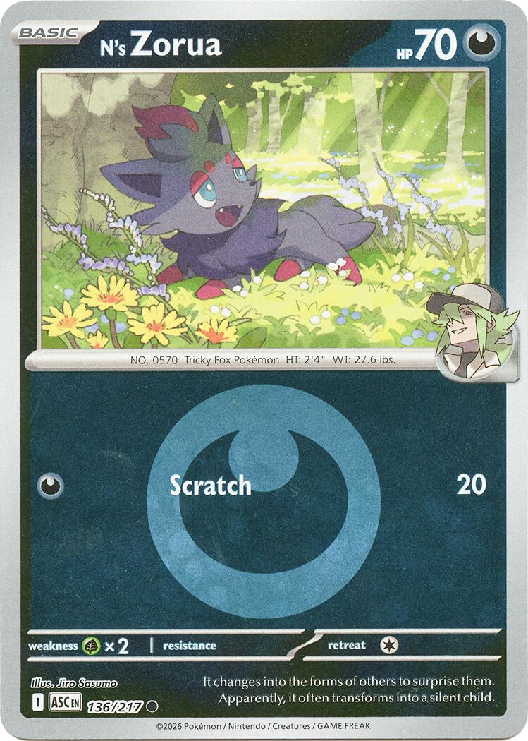 N's Zorua (136/217) (Energy Symbol Pattern) [Mega Evolution: Ascended Heroes] | Exor Games Truro