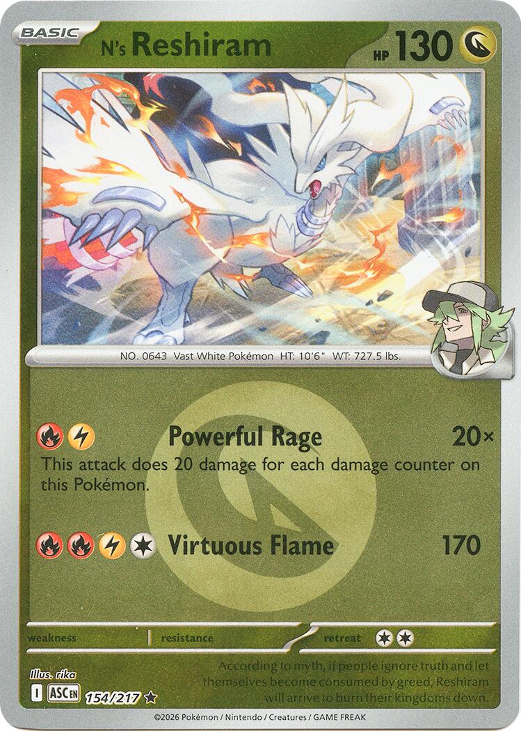 N's Reshiram (154/217) (Energy Symbol Pattern) [Mega Evolution: Ascended Heroes] | Exor Games Truro