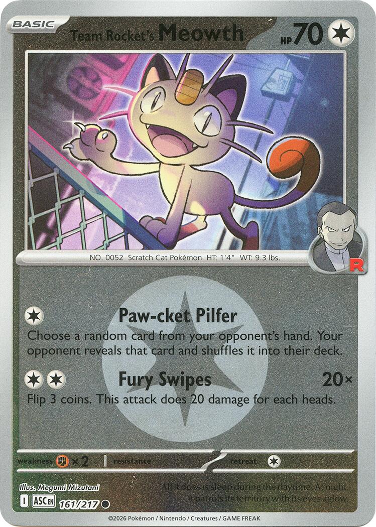 Team Rocket's Meowth (161/217) (Energy Symbol Pattern) [Mega Evolution: Ascended Heroes] | Exor Games Truro