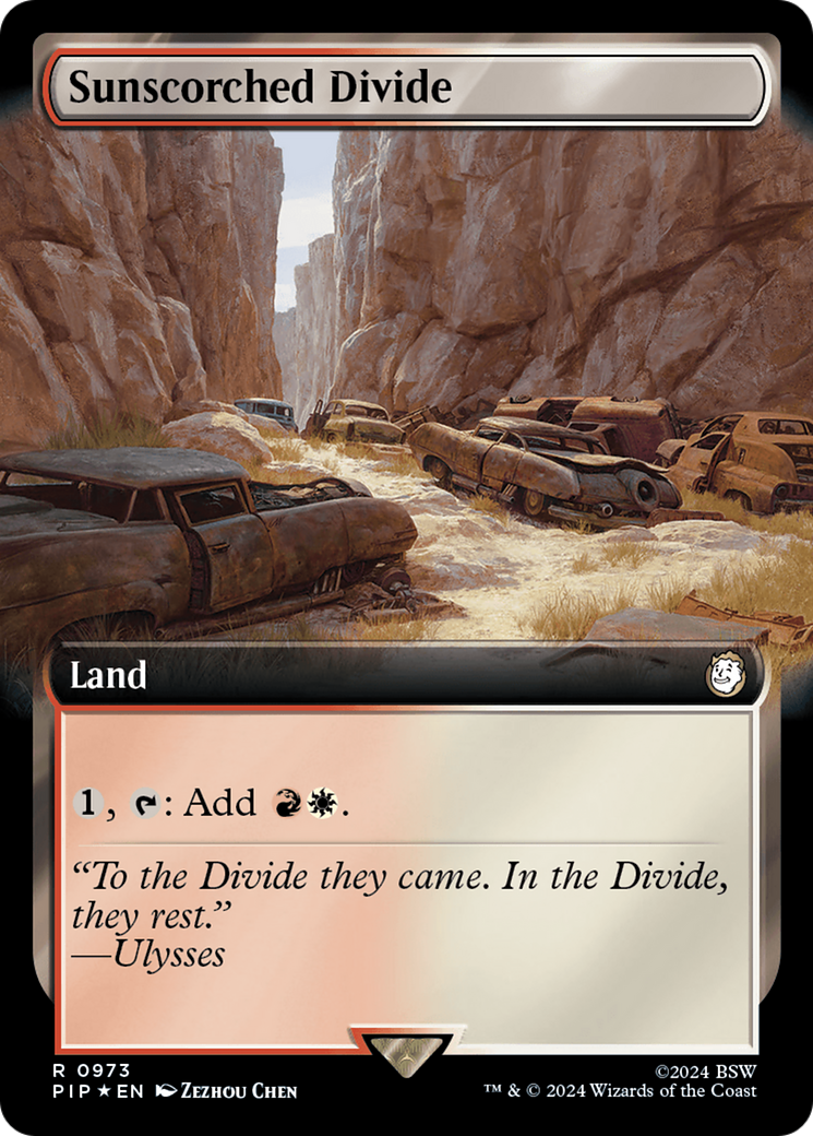 Sunscorched Divide (Extended Art) (Surge Foil) [Fallout] | Exor Games Truro