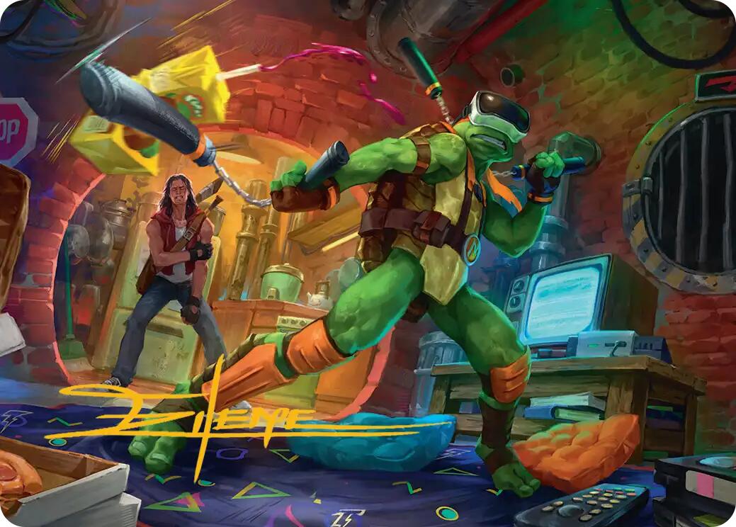 Michelangelo, Game Master Art Card (Gold-Stamped Signature) [Teenage Mutant Ninja Turtles Art Series] | Exor Games Truro