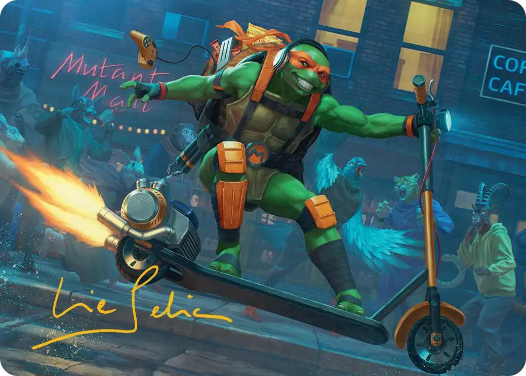 Michelangelo, On the Scene Art Card (Gold-Stamped Signature) [Teenage Mutant Ninja Turtles Art Series] | Exor Games Truro