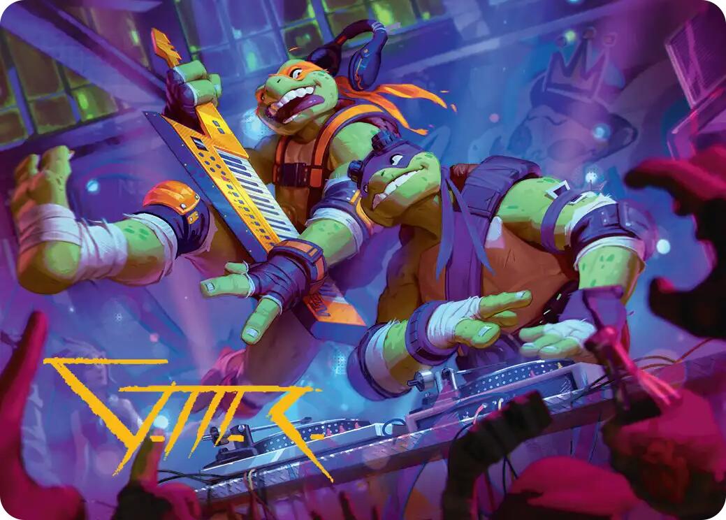 Mikey & Don, Party Planners Art Card (Gold-Stamped Signature) [Teenage Mutant Ninja Turtles Art Series] | Exor Games Truro