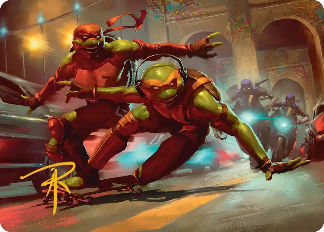 Raph & Mikey, Troublemakers Art Card (Gold-Stamped Signature) [Teenage Mutant Ninja Turtles Art Series] | Exor Games Truro