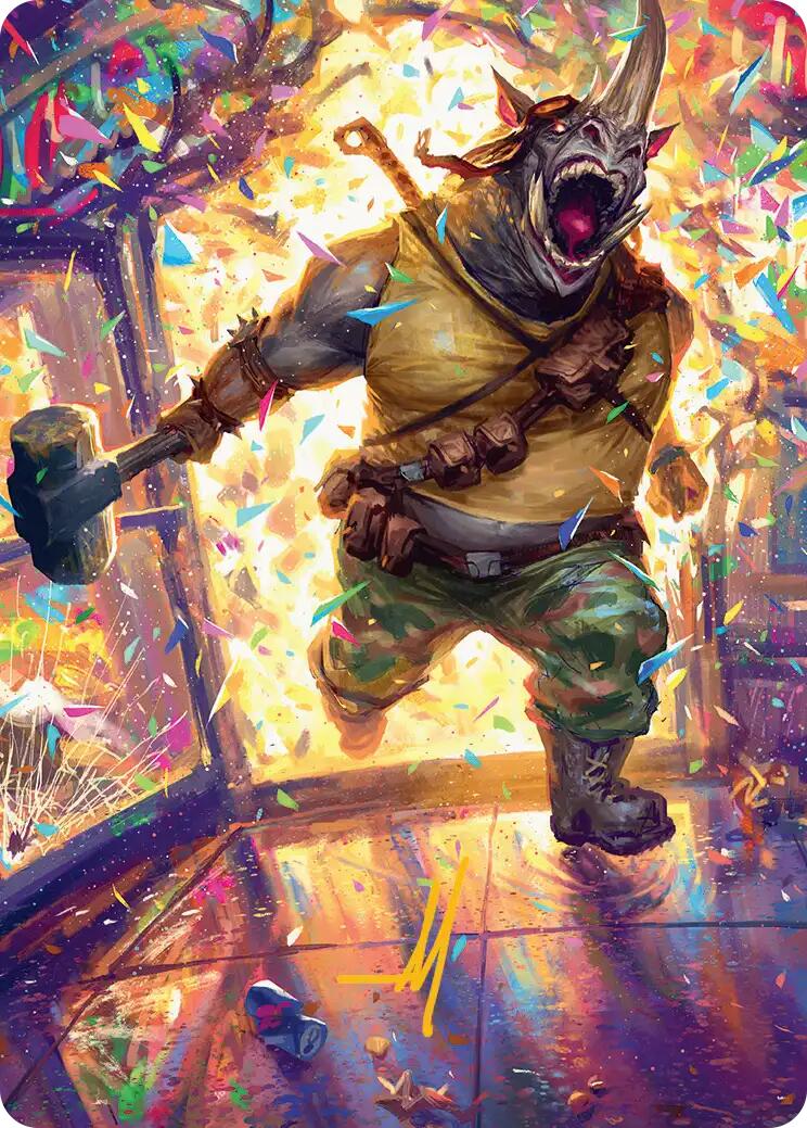 Rocksteady, Rowdy Rhino Art Card (Gold-Stamped Signature) [Teenage Mutant Ninja Turtles Art Series] | Exor Games Truro
