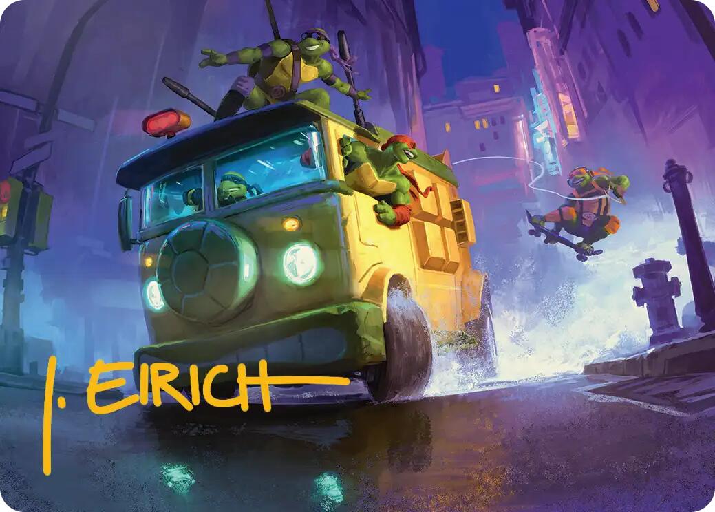 Turtle Van Art Card (Gold-Stamped Signature) [Teenage Mutant Ninja Turtles Art Series] | Exor Games Truro