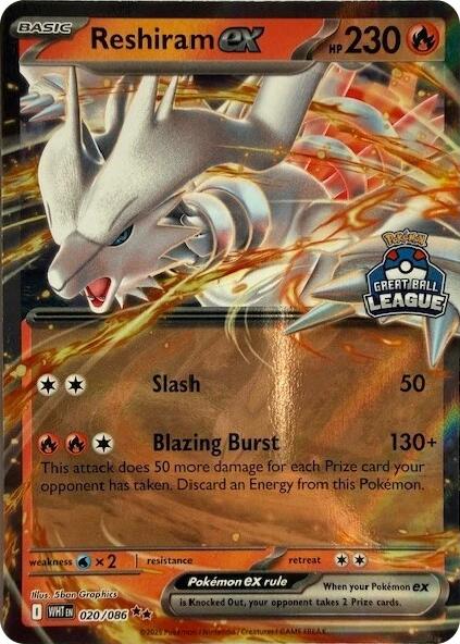 Reshiram ex (020/086) (Great Ball League) [League & Championship Cards] | Exor Games Truro