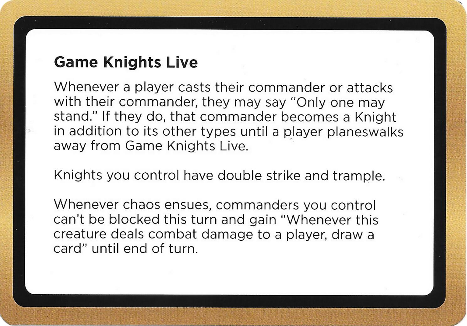 Game Knights Live (Black Lotus Unknown Planechase) [Oversize Cards] | Exor Games Truro