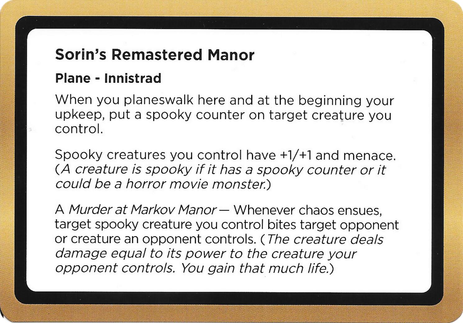 Sorin's Remastered Manor (Black Lotus Unknown Planechase) [Oversize Cards] | Exor Games Truro
