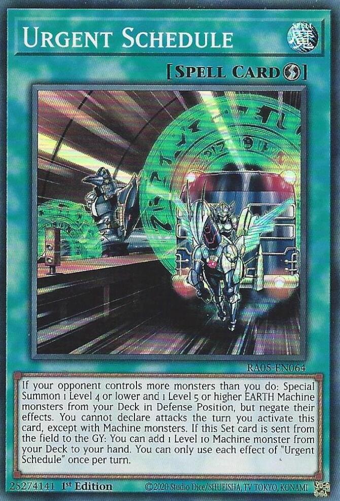 Urgent Schedule [RA05-EN064] Super Rare | Exor Games Truro