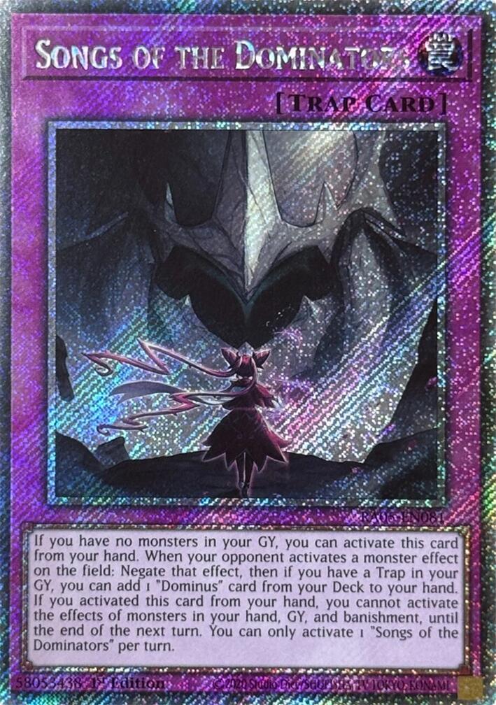 Songs of the Dominators (Platinum Secret Rare) [RA05-EN081] Platinum Secret Rare | Exor Games Truro