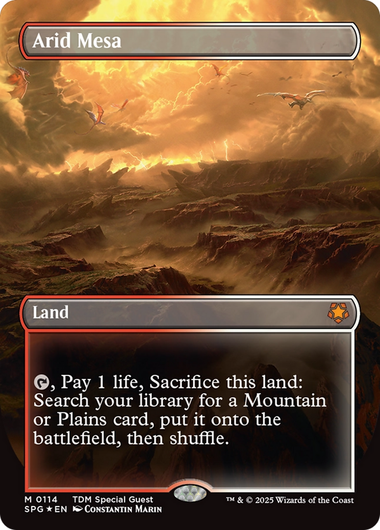 Arid Mesa (Borderless) (Dragonscale Foil) [Tarkir: Dragonstorm Special Guests] | Exor Games Truro