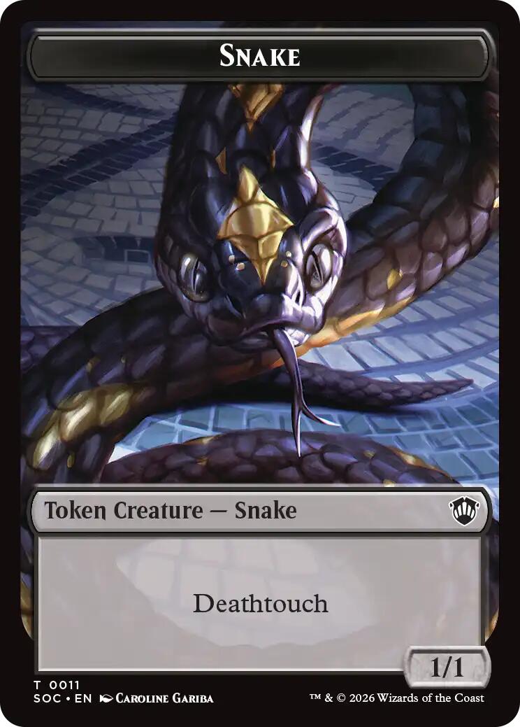 Snake // Zombie Double-Sided Token [Secrets of Strixhaven Commander Tokens] | Exor Games Truro
