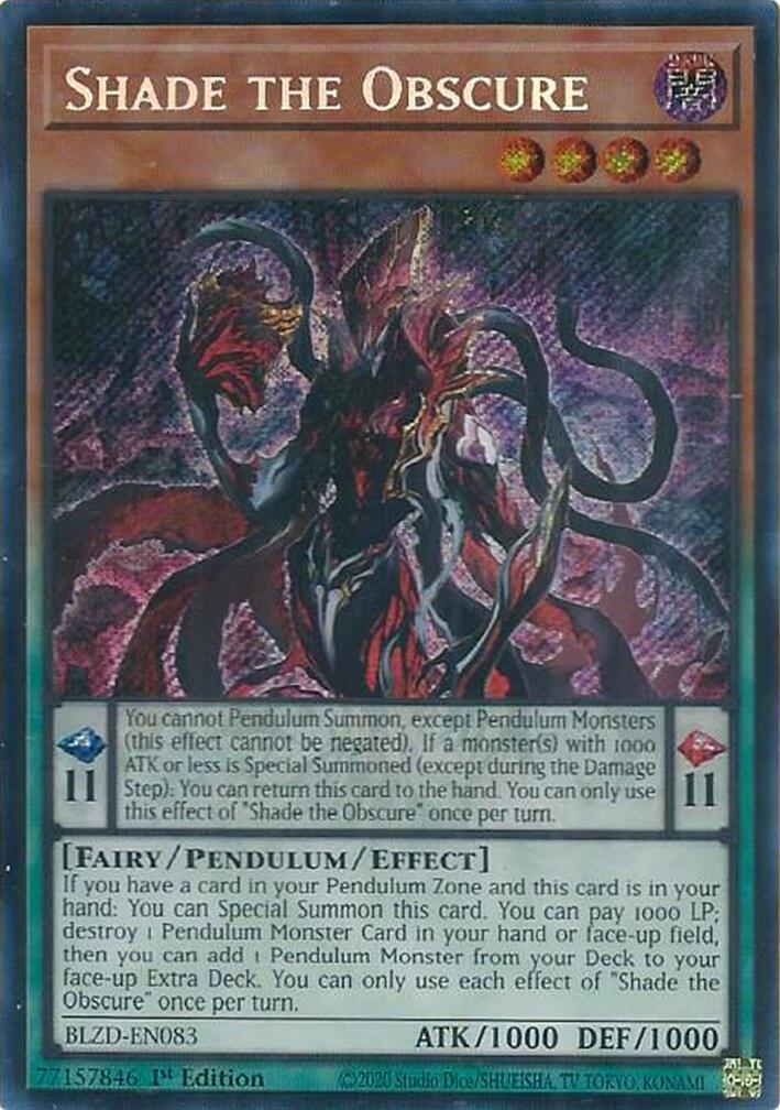 Shade the Obscure [BLZD-EN083] Secret Rare | Exor Games Truro