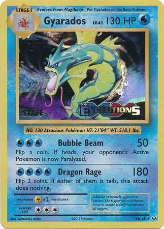Gyarados (34/108) (XY Evolutions Staff Prerelease) [XY: Black Star Promos] | Exor Games Truro