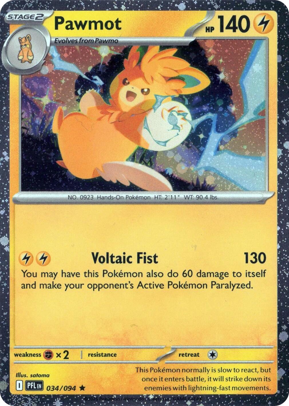 Pawmot (034/094) (Cosmos Holo) [Mega Evolution: Phantasmal Flames] | Exor Games Truro