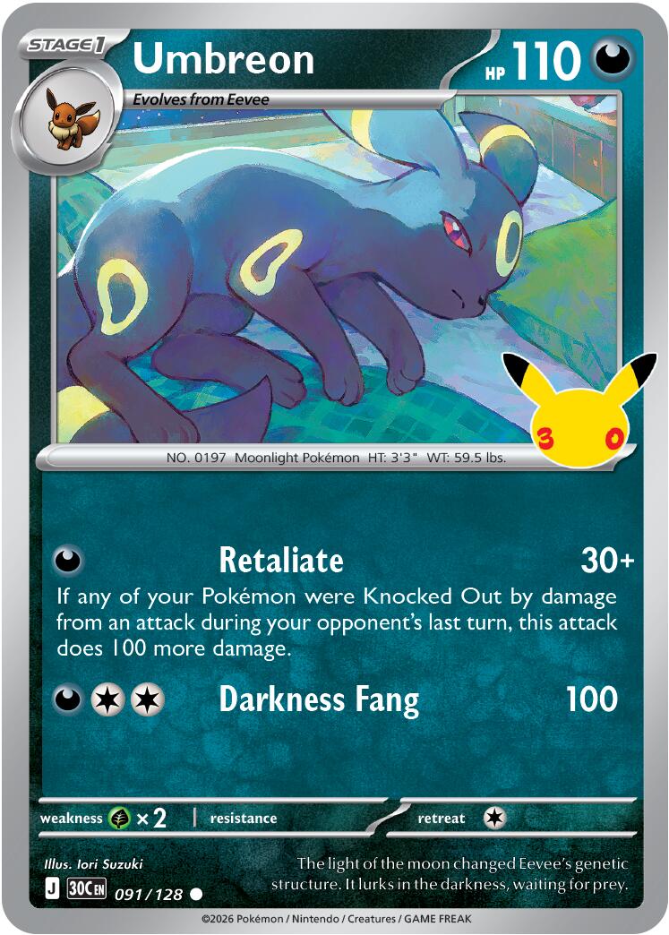 Umbreon (091/128) [Mega Evolution: 30th Celebration] | Exor Games Truro