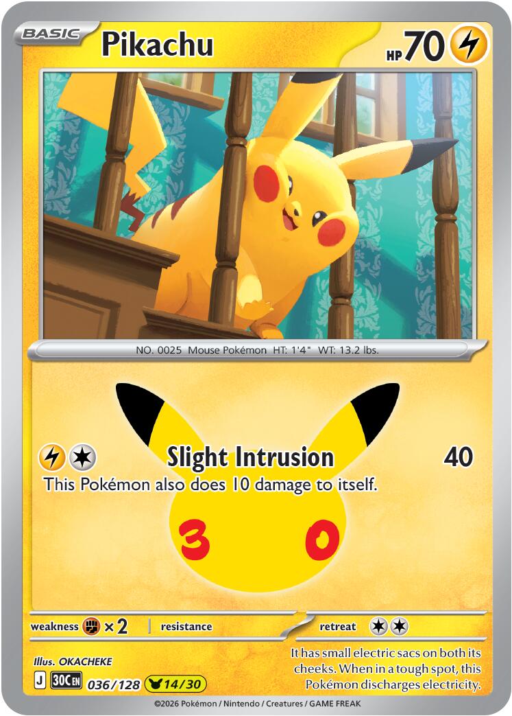 Pikachu (036/128) [Mega Evolution: 30th Celebration] | Exor Games Truro