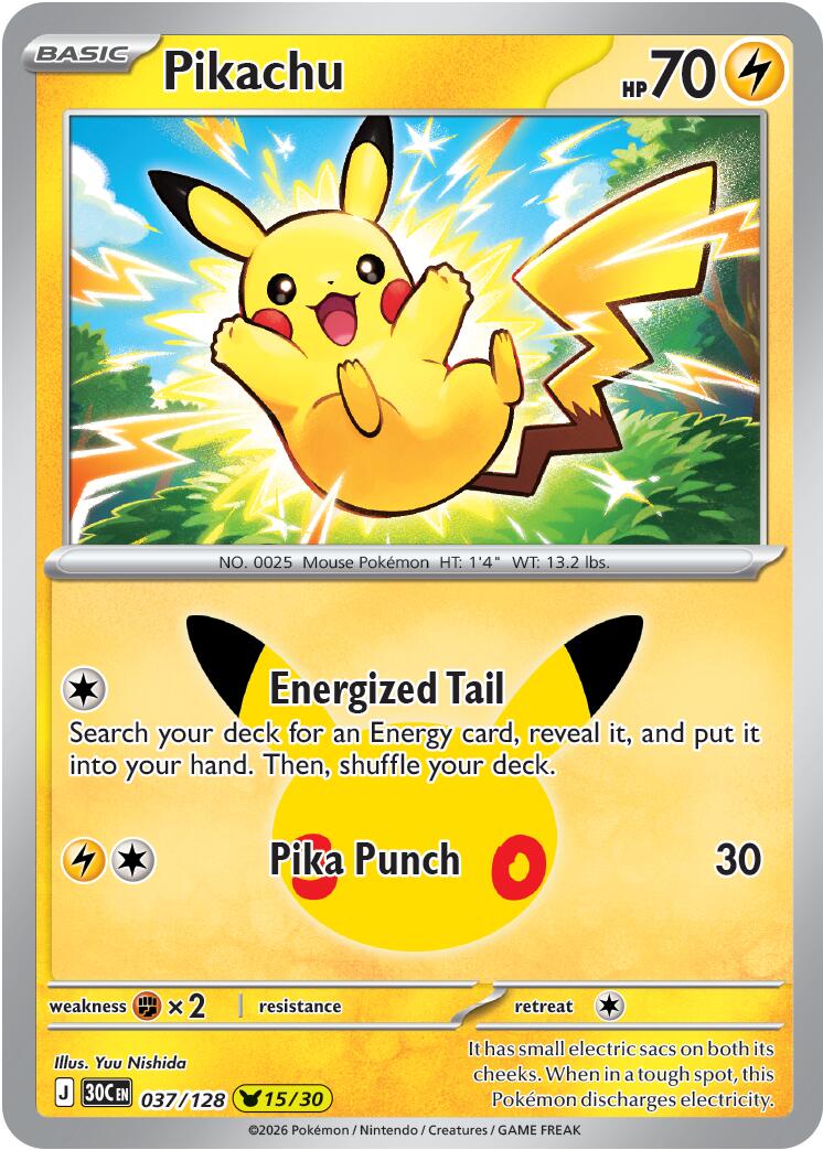Pikachu (037/128) [Mega Evolution: 30th Celebration] | Exor Games Truro