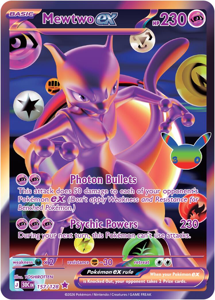 Mewtwo ex (157/128) [Mega Evolution: 30th Celebration] | Exor Games Truro