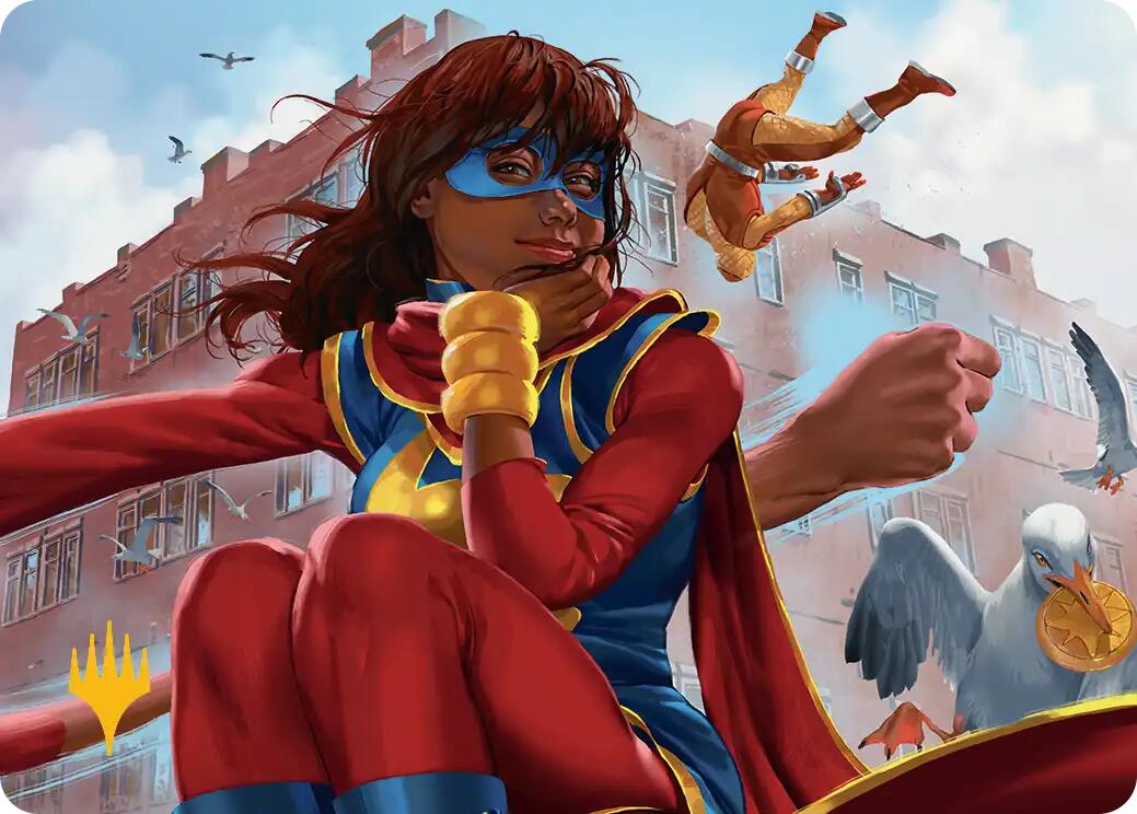 Ms. Marvel, Kamala Khan Art Card (Gold-Stamped Planeswalker Symbol) [Marvel Super Heroes Art Series] | Exor Games Truro
