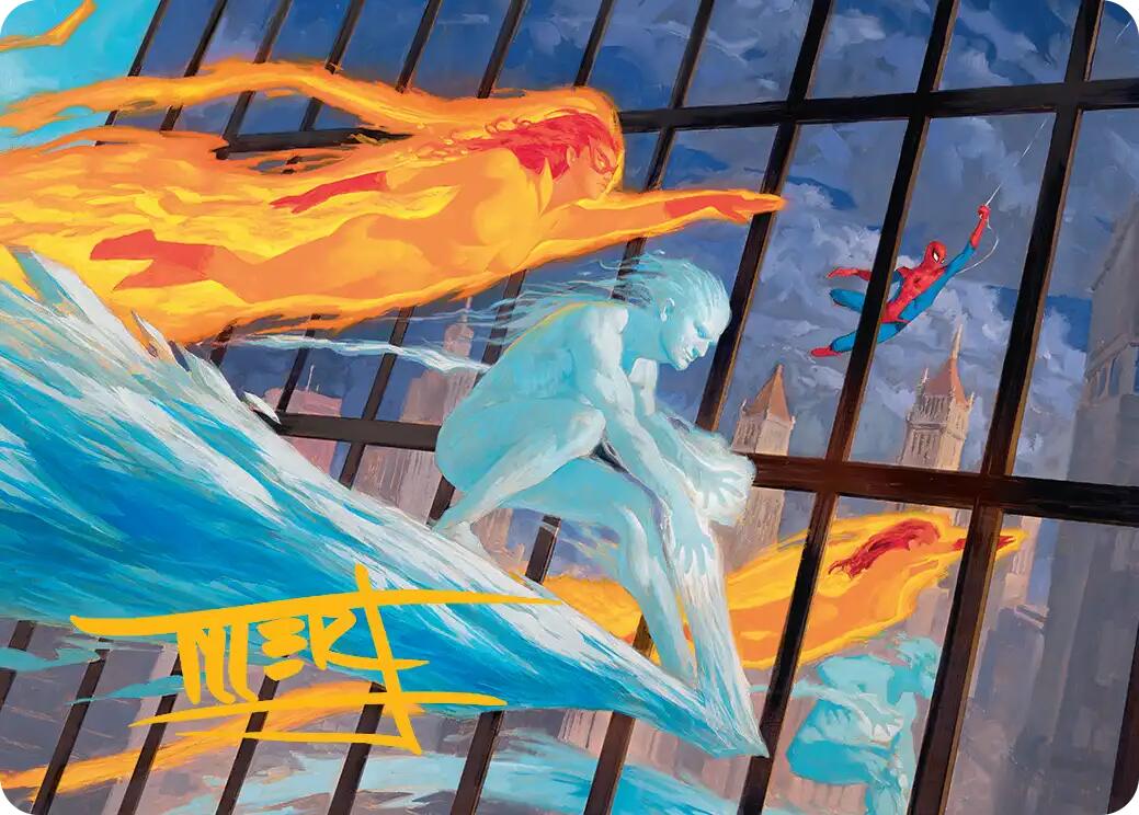 Iceman and Firestar Art Card (Gold-Stamped Signature) [Marvel Super Heroes Art Series] | Exor Games Truro