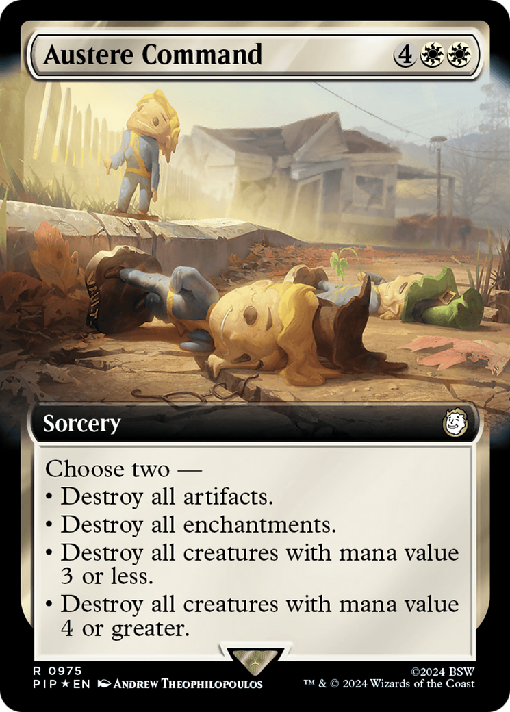 Austere Command (Extended Art) (Surge Foil) [Fallout] | Exor Games Truro