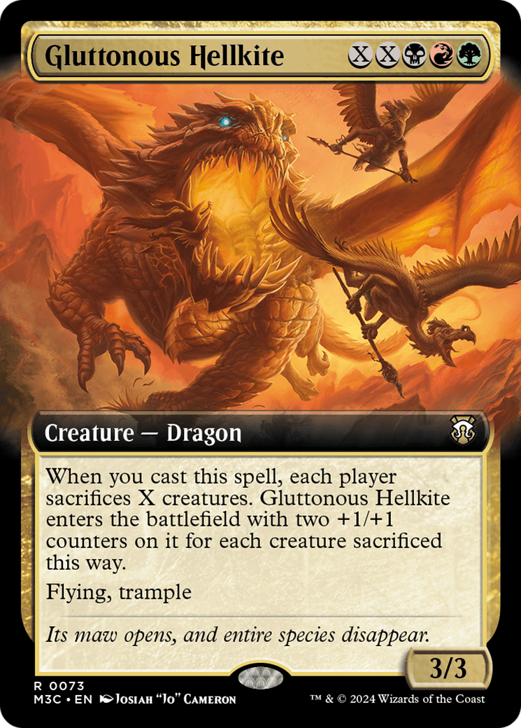 Gluttonous Hellkite (Extended Art) (Ripple Foil) [Modern Horizons 3 Commander] | Exor Games Truro
