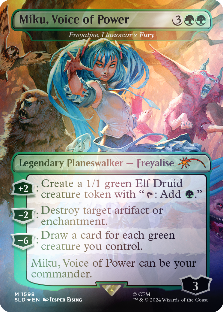 Miku, Voice of Power - Freyalise, Llanowar's Fury (Rainbow Foil) [Secret Lair Drop Series] | Exor Games Truro