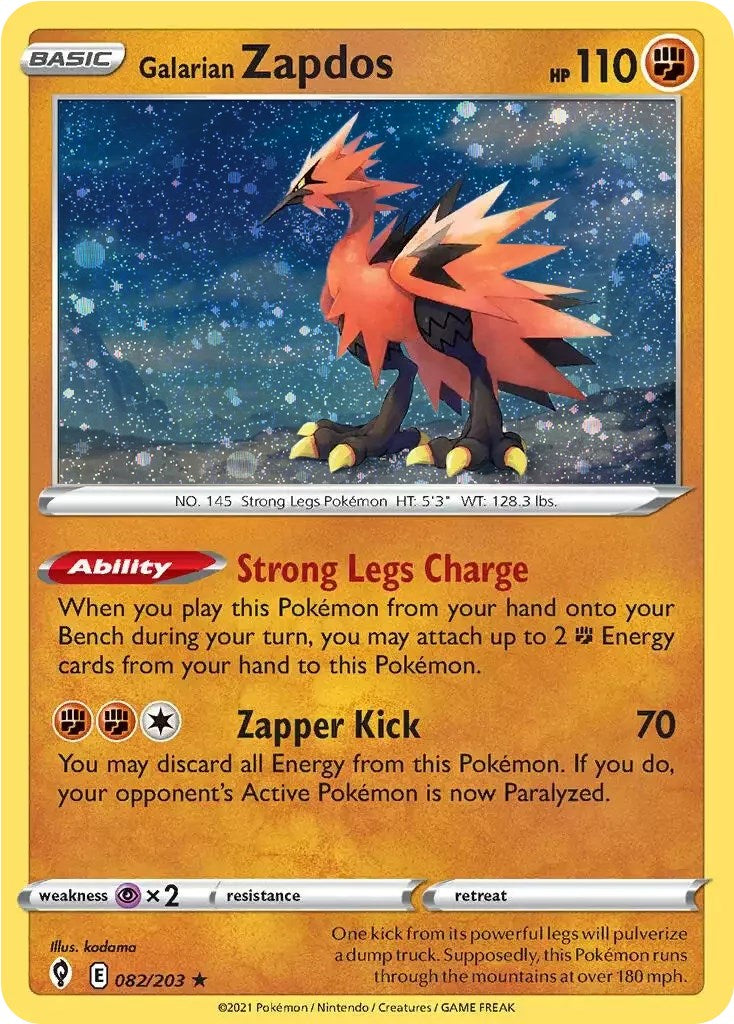 Galarian Zapdos (082/203) (Cosmos Holo) [Sword & Shield: Evolving Skies] | Exor Games Truro