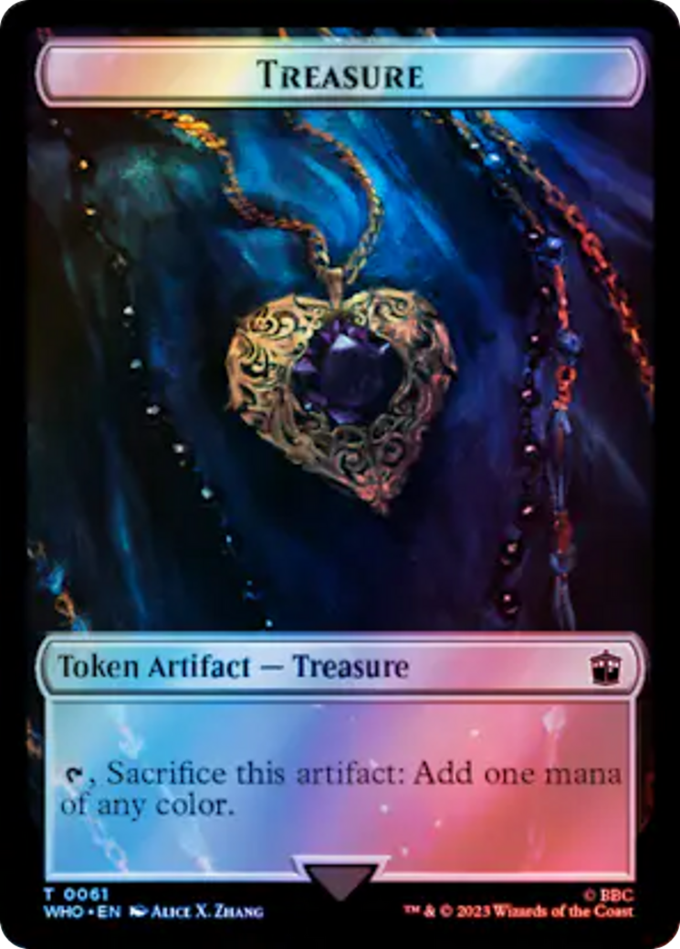 Warrior // Treasure (0061) Double-Sided Token (Surge Foil) [Doctor Who Tokens] | Exor Games Truro