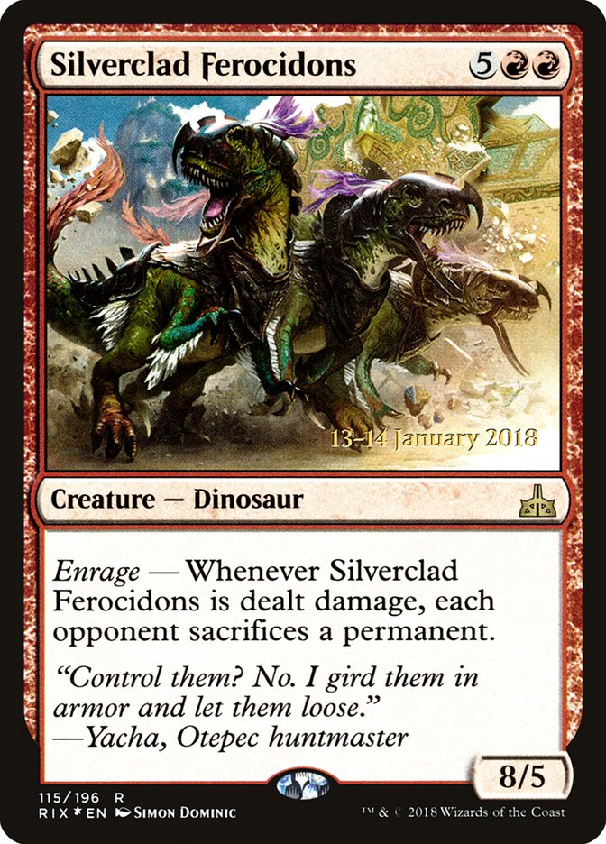 Silverclad Ferocidons [Rivals of Ixalan Prerelease Promos] | Exor Games Truro