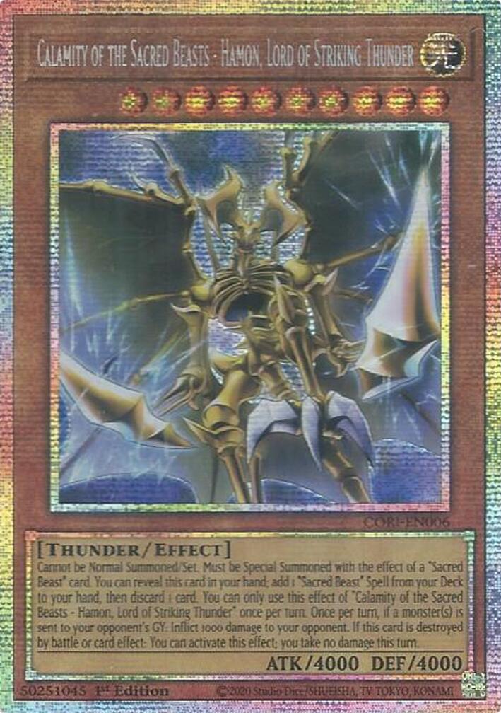 Calamity of the Sacred Beasts - Hamon, Lord of Striking Thunder (Starlight Rare) [CORI-EN006] Starlight Rare | Exor Games Truro